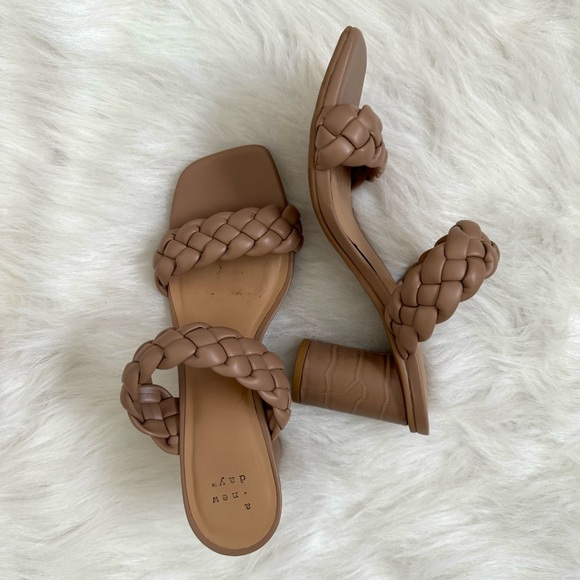 A New Day Brown Braided Mule Heels - Picture 3 of 9